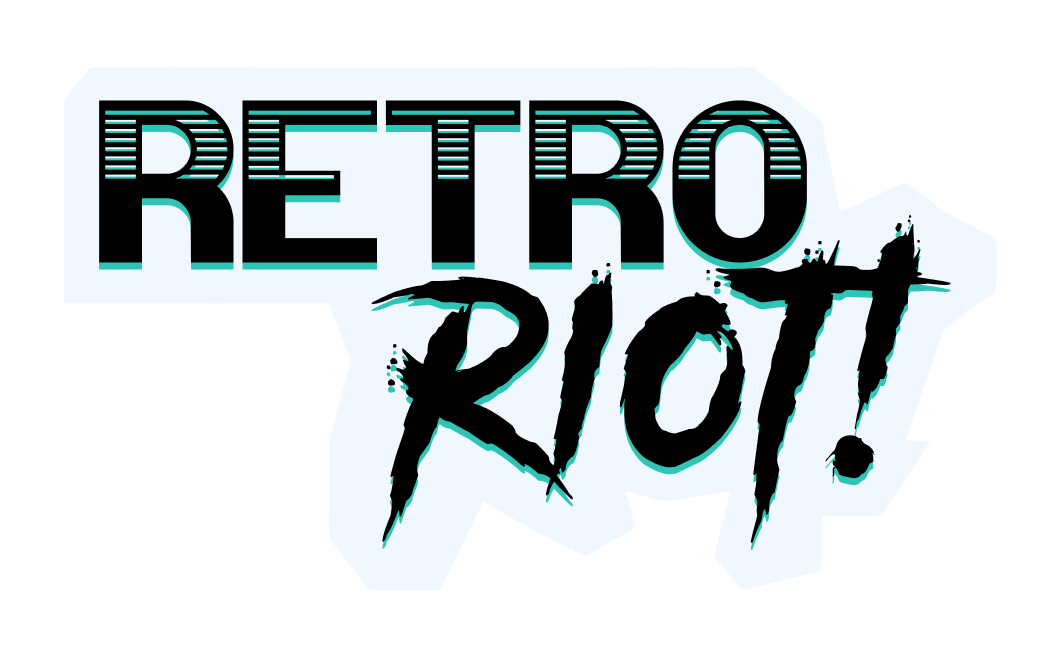 The retro riot logo in teal
